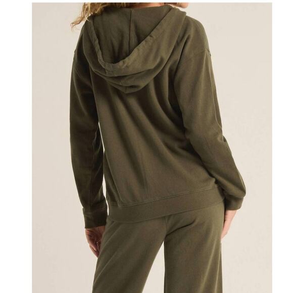 Z SUPPLY Academy Zip Up Hoodie SZ 2X Grape Leaf Sweatshirt NWT Plus Curvy Green - Picture 2 of 14